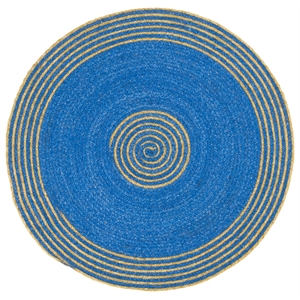 Safavieh Braided 4'-0&quot x 4'-0&quot Wool  Hand Woven Rug in Blue / Gold