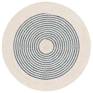 Safavieh Braided 3'-0&quot x 3'-0&quot Wool  Hand Woven Rug in Ivory / Navy