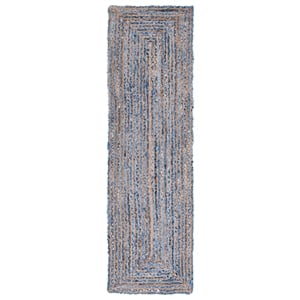 Safavieh Cape Cod 2'-3&quot x 20'-0&quot Jute and Cotton Hand Woven Rug in Blue /Natural