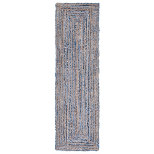 Safavieh Cape Cod 2'-3&quot x 22'-0&quot Jute and Cotton Hand Woven Rug in Blue /Natural