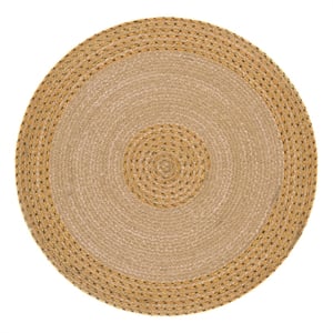 Safavieh Braided 3'-0&quot x 3'-0&quot Wool  Hand Woven Rug in Natural / Gold