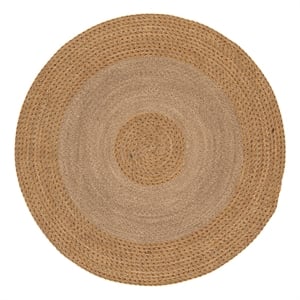 Safavieh Braided 5'-0&quot x 5'-0&quot Wool  Hand Woven Rug in Natural / Gold