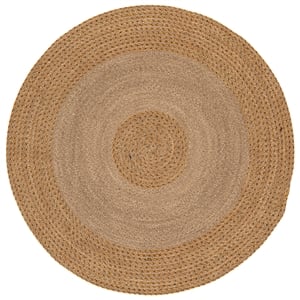 Safavieh Braided 6'-0&quot x 6'-0&quot Wool  Hand Woven Rug in Natural / Gold