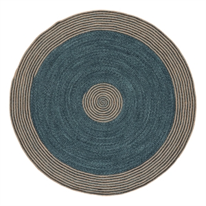 Safavieh Braided 5'-0&quot x 5'-0&quot Wool  Hand Woven Rug in Natural / Turquoise