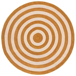 Safavieh Braided 6'-0&quot x 6'-0&quot Wool  Hand Woven Rug in Gold / Peach