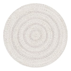 Safavieh Braided 3'-0&quot x 3'-0&quot Wool  Hand Woven Rug in Silver / Ivory