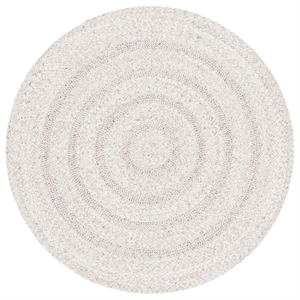 Safavieh Braided 4'-0&quot x 4'-0&quot Wool  Hand Woven Rug in Silver / Ivory