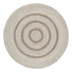 Safavieh Braided 5'-0&quot x 5'-0&quot Wool  Hand Woven Rug in Silver / Ivory