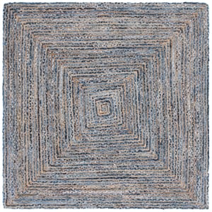 Safavieh Cape Cod 10'-0&quot x 10'-0&quot Jute and Cotton Hand Woven Rug in Blue/Natural