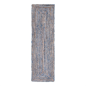 Safavieh Cape Cod 2'-3&quot x 18'-0&quot Jute and Cotton Hand Woven Rug in Blue /Natural