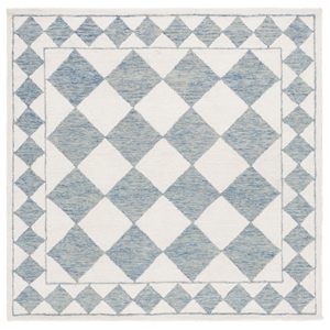Safavieh Ebony 6'-0&quot x 6'-0&quot Wool and Polyester Hand Tufted Rug in Blue / Ivory