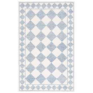 Safavieh Ebony 8'-0&quot x 10'-0&quot Wool and Polyester Hand Tufted Rug in Blue / Ivory