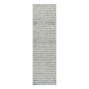Safavieh Ebony 2'-3&quot x 8'-0&quot Wool and Cotton Hand Tufted Rug in Light Blue/Ivory