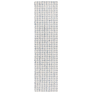 safavieh ebony 2'-3&quot x 13'-0&quot wool and cotton hand tufted rug in blue / ivory