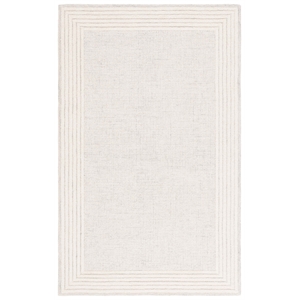 safavieh ebony 2'-0&quot x 3'-0&quot wool and cotton hand tufted rug in gray / ivory