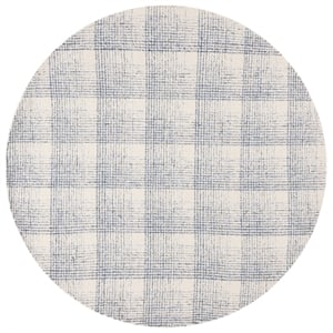 Safavieh Ebony 6'-0&quot x 6'-0&quot Wool and Cotton Hand Tufted Rug in Ivory / Blue