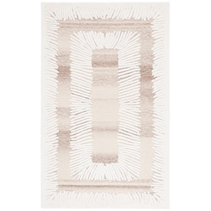 Safavieh Ebony 6'-0&quot x 9'-0&quot Wool and Cotton Hand Tufted Rug in Ivory / Brown