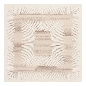 Safavieh Ebony 6'-0&quot x 6'-0&quot Wool and Cotton Hand Tufted Rug in Ivory / Brown