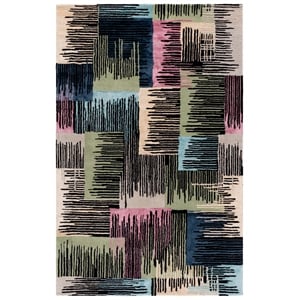 Safavieh Fifth Avenue 6'-0&quot x 9'-0&quot Wool Hand Tufted Rug in Black / Pink