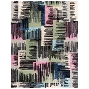 Safavieh Fifth Avenue 9'-0&quot x 12'-0&quot Wool Hand Tufted Rug in Black / Pink
