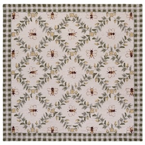 Safavieh Chelsea 8'-0&quot x 8'-0&quot Wool  Hand Hooked Rug in Ivory / Green