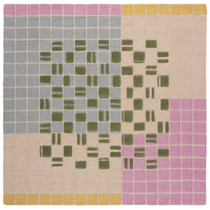 Safavieh Genre 6'-0&quot x 6'-0&quot Wool and Cotton Hand Tufted Rug in Pink / Green