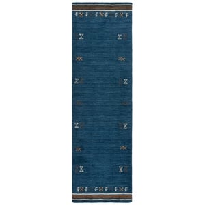 Safavieh Himalaya 2'-3&quot x 8'-0&quot Wool  Hand Loomed Rug in Blue / Rust