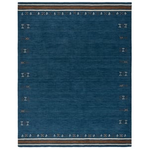 Safavieh Himalaya 6'-0&quot x 8'-0&quot Wool  Hand Loomed Rug in Blue / Rust