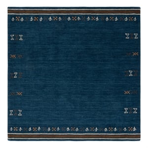 Safavieh Himalaya 6'-0&quot x 6'-0&quot Wool  Hand Loomed Rug in Blue / Rust