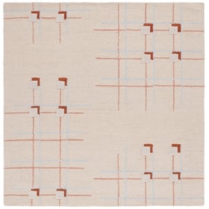Safavieh Genre 8'-0&quot x 8'-0&quot Wool and Cotton Hand Tufted Rug in Beige / Rust