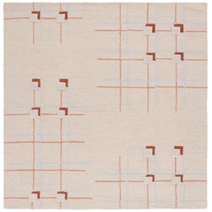 Safavieh Genre 4'-0&quot x 4'-0&quot Wool and Cotton Hand Tufted Rug in Beige / Rust