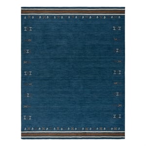 Safavieh Himalaya 9'-0&quot x 12'-0&quot Wool  Hand Loomed Rug in Blue / Rust