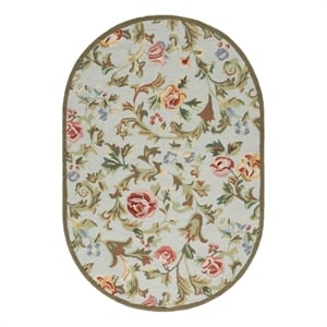 Safavieh Chelsea 4'-6&quot x 6'-6&quot Wool  Hand Hooked Rug in Ivory / Sage