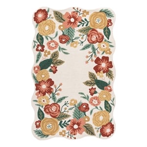 Safavieh Jardin 5'-0&quot x 8'-0&quot Wool and Cotton Hand Tufted Rug in Ivory / Red