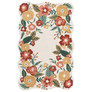 Safavieh Jardin 6'-0&quot x 9'-0&quot Wool and Cotton Hand Tufted Rug in Ivory / Red