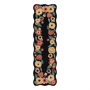 Safavieh Jardin 2'-3&quot x 8'-0&quot Wool and Cotton Hand Tufted Rug in Black / Pink