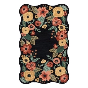 Safavieh Jardin 5'-0&quot x 8'-0&quot Wool and Cotton Hand Tufted Rug in Black / Pink
