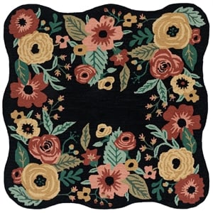 Safavieh Jardin 6'-0&quot x 6'-0&quot Wool and Cotton Hand Tufted Rug in Black / Pink