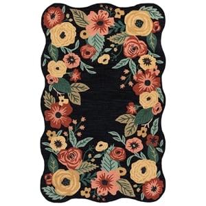 Safavieh Jardin 9'-0&quot x 12'-0&quot Wool and Cotton Hand Tufted Rug in Black / Pink