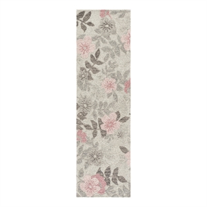 Safavieh Jardin 2'-3&quot x 8'-0&quot Wool and Cotton Hand Tufted Rug in Gray / Pink