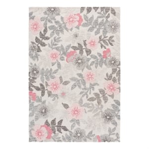 Safavieh Jardin 4'-0&quot x 6'-0&quot Wool and Cotton Hand Tufted Rug in Gray / Pink