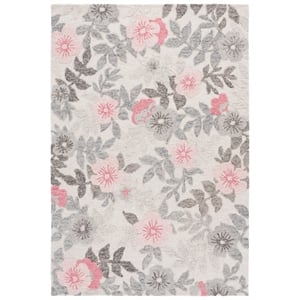 Safavieh Jardin 6'-0&quot x 9'-0&quot Wool and Cotton Hand Tufted Rug in Gray / Pink