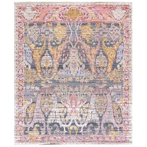 Safavieh Jewel Of India 9'-0&quot x 12'-0&quot Wool Hand Knotted Rug in Gray / Pink