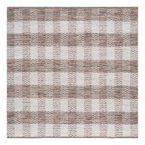 Safavieh Kilim 6'-0&quot x 6'-0&quot Wool and Cotton Hand Woven Rug in Light Gray /Brown