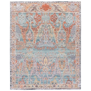 Safavieh Jewel Of India 9'-0&quot x 12'-0&quot Wool Hand Knotted Rug in Teal / Rust