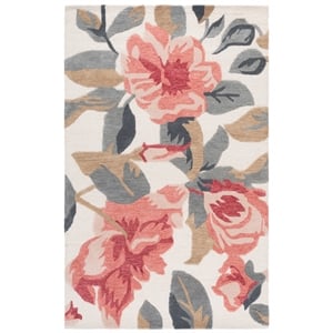 Safavieh Jardin 9'-0&quot x 12'-0&quot Wool and Cotton Hand Tufted Rug in Ivory / Pink