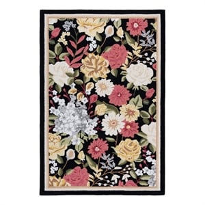 Safavieh Jardin 4'-0&quot x 6'-0&quot Polyester and Cotton Hand Tufted Rug in Black /Red