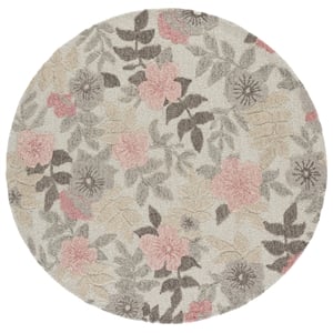 Safavieh Jardin 6'-0&quot x 6'-0&quot Wool and Cotton Hand Tufted Rug in Gray / Pink