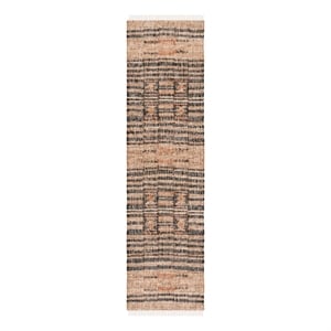 Safavieh Kilim 2'-3&quot x 13'-0&quot Jute and Cotton Flat Weave Rug in Natural / Black