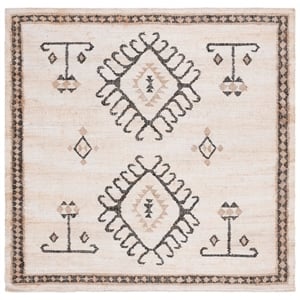 Safavieh Kilim 9'-0&quot x 9'-0&quot Jute Flat Weave Rug in Ivory / Black